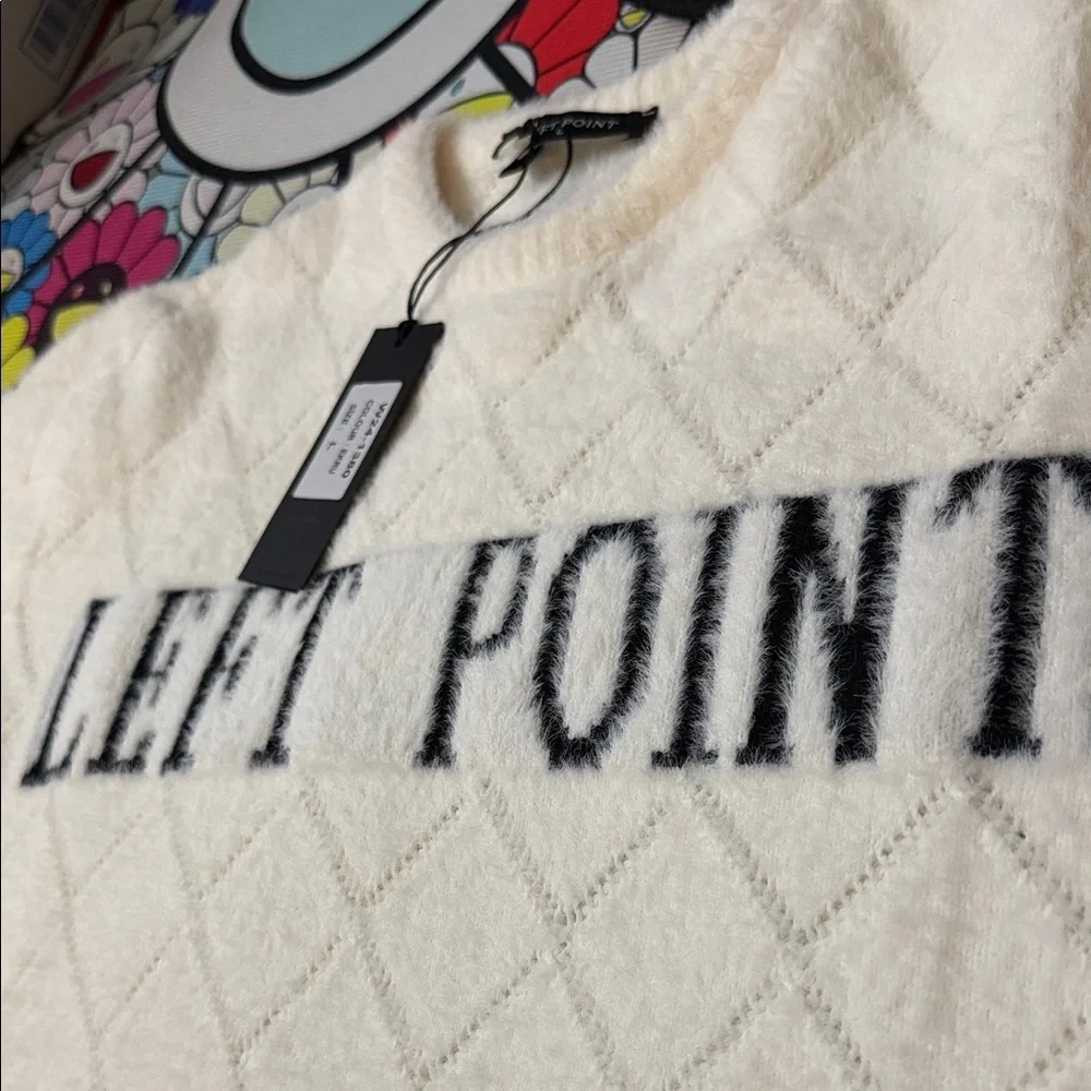 Left Point White Crewneck Sweater Runs Small ( Fits Medium ) - Picture 2 of 11